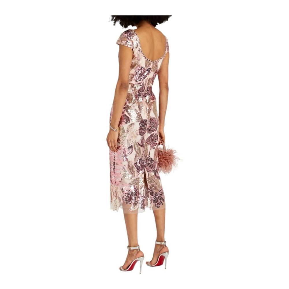 Marchesa Notte Floral Sequin Embellished Tulle Midi Dress NWT Size 16 - Picture 12 of 16